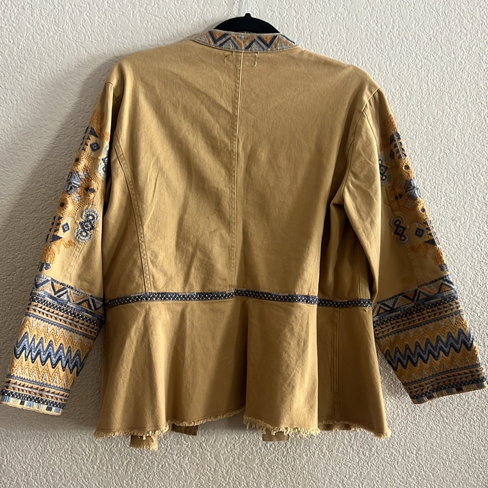 Johnny Was Amika Peplum Embroidered Military Jacket Khaki Multicolour Size S - Picture 5 of 6